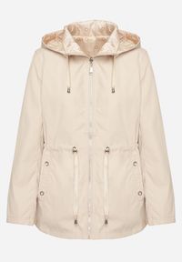 Born2be - Jasnobeżowa Kurtka Parka Dwustronna ze Ściągaczem w Talii i Kapturem Tillisaya. Okazja: na co dzień. Kolor: beżowy. Materiał: jeans. Sezon: jesień, wiosna. Styl: casual, elegancki #3