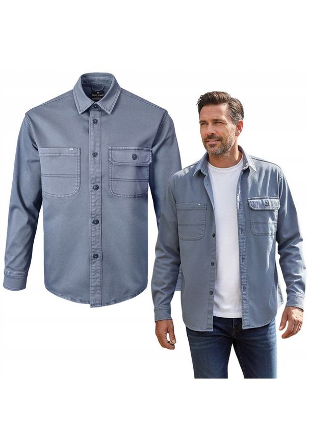 Lekka Kurtka o Kroju Koszuli Wierzchniej - Pako Jeans - Stalowa Niebieska. Kolor: niebieski. Materiał: elastan, bawełna, tkanina. Sezon: jesień, wiosna