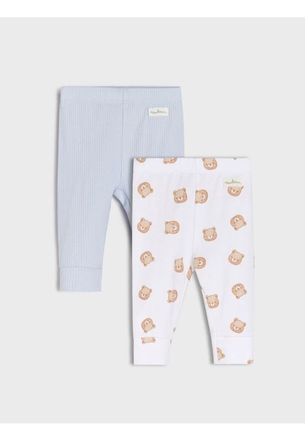 Sinsay - Bawełniane legginsy 2 pack - błękitny. Kolor: niebieski. Materiał: bawełna