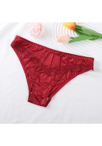 Intica - Figi damskie z koronką eleganckie i wygodne Shakuntala. Kolor: czerwony. Materiał: koronka. Wzór: koronka