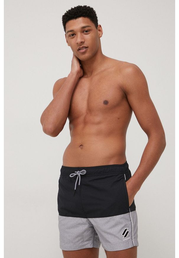 Superdry szorty kąpielowe kolor szary. Kolor: szary. Materiał: tkanina