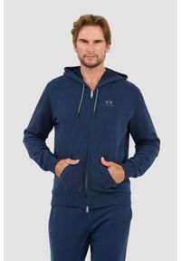 La Martina - LA MARTINA Granatowa męska bluza Hooded Cot, Rozmiar XL. Kolor: niebieski