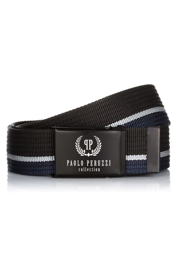 Pasek parciany PAOLO PERUZZI PW-16-95 cm czarny. Kolor: czarny. Materiał: materiał