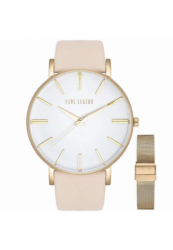 Zegarek damski Paul Lorens JULIE bt skórzany pasek beż + siatka mesh. Kolor: beżowy. Materiał: skóra, mesh