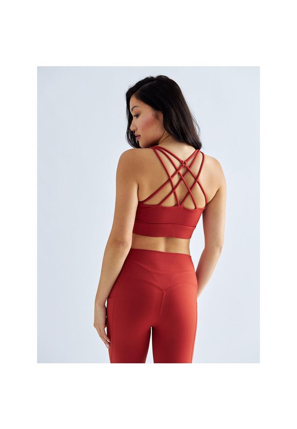 BESHAPED - Stanik fitness cardio BeShaped Sporty Spice wyjmowane wkładki. Kolor: czerwony. Rodzaj stanika: wyciągane miseczki. Sport: fitness
