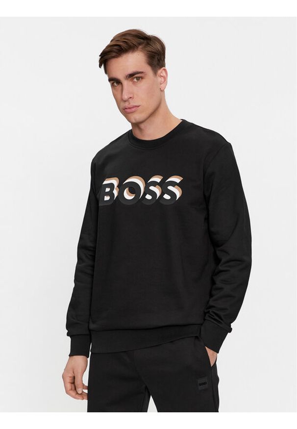 BOSS - Boss Bluza Soleri 07 50507939 Czarny Relaxed Fit. Kolor: czarny. Materiał: bawełna