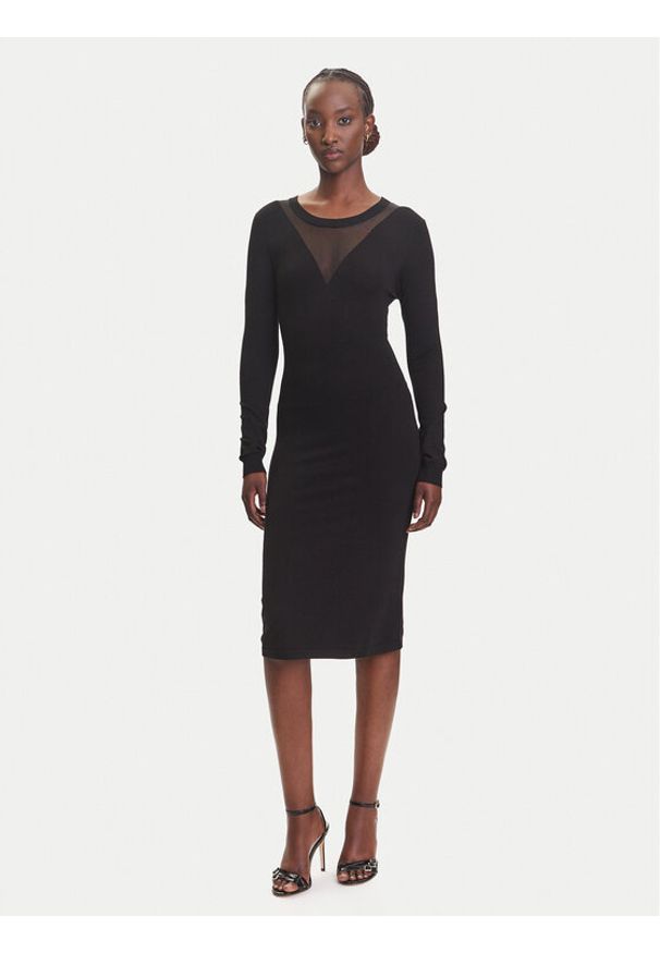 Fracomina Sukienka dzianinowa FJ23WD5002K51801 Czarny Slim Fit. Kolor: czarny. Materiał: syntetyk