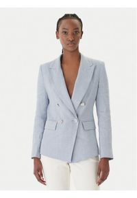 Marella Marynarka Bussola 2613041181 Błękitny Regular Fit. Kolor: niebieski. Materiał: len #1
