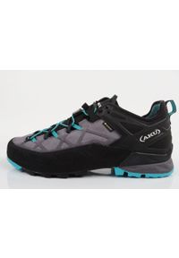 Buty sportowe trekkingowe damskie Aku Rock Gore-tex skóra wytrzymałe. Kolor: wielokolorowy, czarny, fioletowy. Materiał: skóra. Styl: sportowy, rockowy