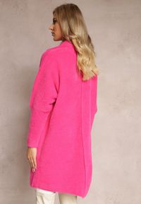 Renee - Fuksjowy Płaszcz z Bawełną Oversize Brumisia. Kolor: różowy. Materiał: bawełna. Długość rękawa: długi rękaw. Długość: długie. Sezon: jesień, zima