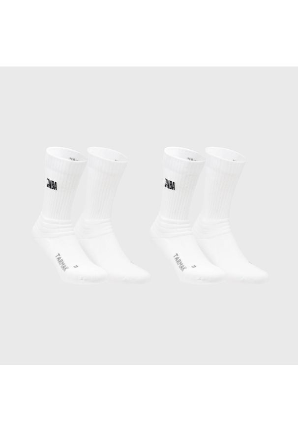 TARMAK - Skarpety do gry w koszykówkę dla mężczyzn i kobiet Tarmak NBA SO900 2 pary. Kolor: biały. Materiał: poliester, elastan, bawełna, poliamid, wiskoza. Sport: koszykówka