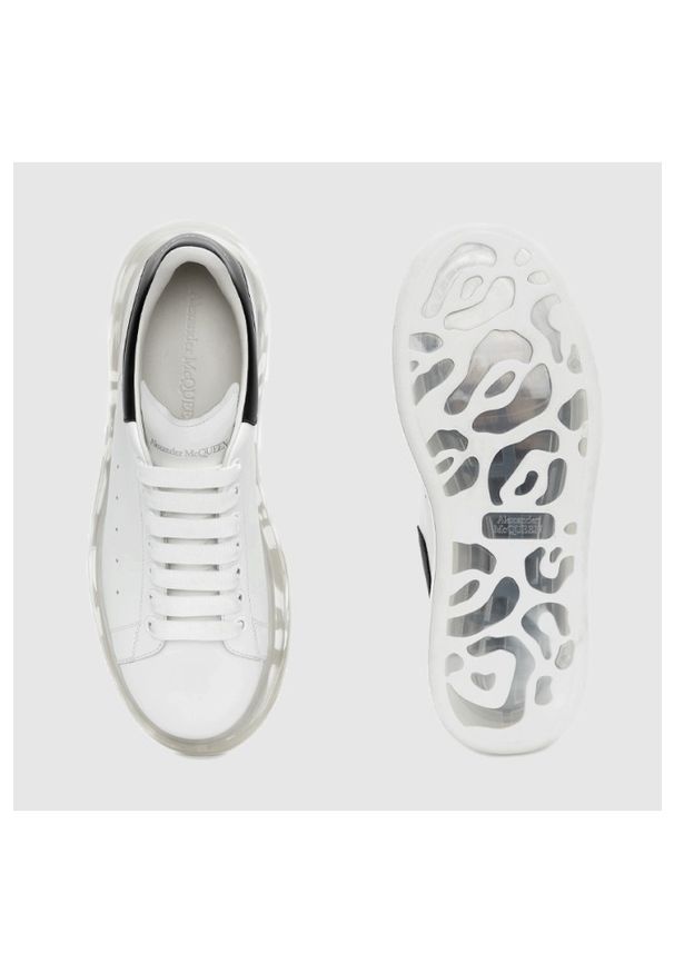 Alexander McQueen - ALEXANDER MCQUEEN Białe sneakersy męskie z przezroczystą podeszwą, Rozmiar 41. Kolor: biały. Materiał: skóra