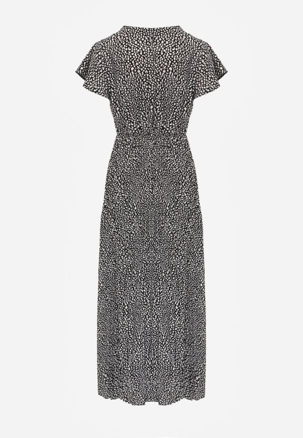 Born2be - Czarna Plisowana Sukienka Maxi z Gumką w Talii i Kopertowym Dekoltem Kaimarie. Okazja: na co dzień. Kolor: czarny. Typ sukienki: kopertowe. Styl: casual. Długość: maxi