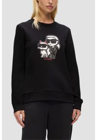 Karl Lagerfeld - KARL LAGERFELD Czarna damska bluza Ikon Sketch Duo, Rozmiar XS. Kolor: czarny. Materiał: bawełna. Wzór: nadruk #1