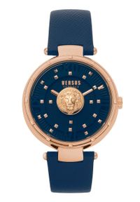 Versus Versace - Zegarek VSPHH0420. Kolor: niebieski. Materiał: skóra, materiał