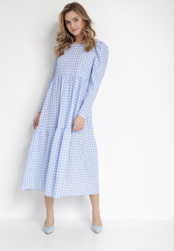 Born2be - Niebieska Sukienka Parmene. Kolor: niebieski. Styl: klasyczny. Długość: midi