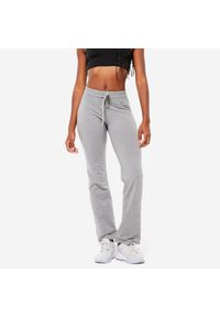 DOMYOS - Legginsy fitness damskie Domyos. Kolor: szary. Materiał: bawełna, materiał, elastan. Sport: fitness