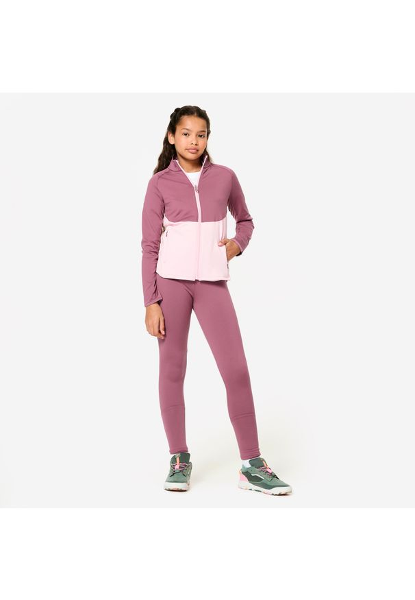 Decathlon - Dres dziecięcy Domyos. Okazja: na uczelnię. Kolor: fioletowy, różowy, wielokolorowy. Materiał: materiał, elastan, poliester. Styl: sportowy