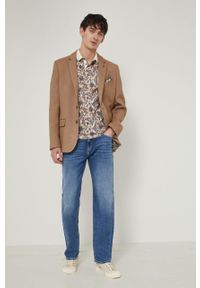 medicine - Medicine marynarka męska kolor beżowy. Kolor: beżowy. Wzór: aplikacja. Styl: klasyczny #5