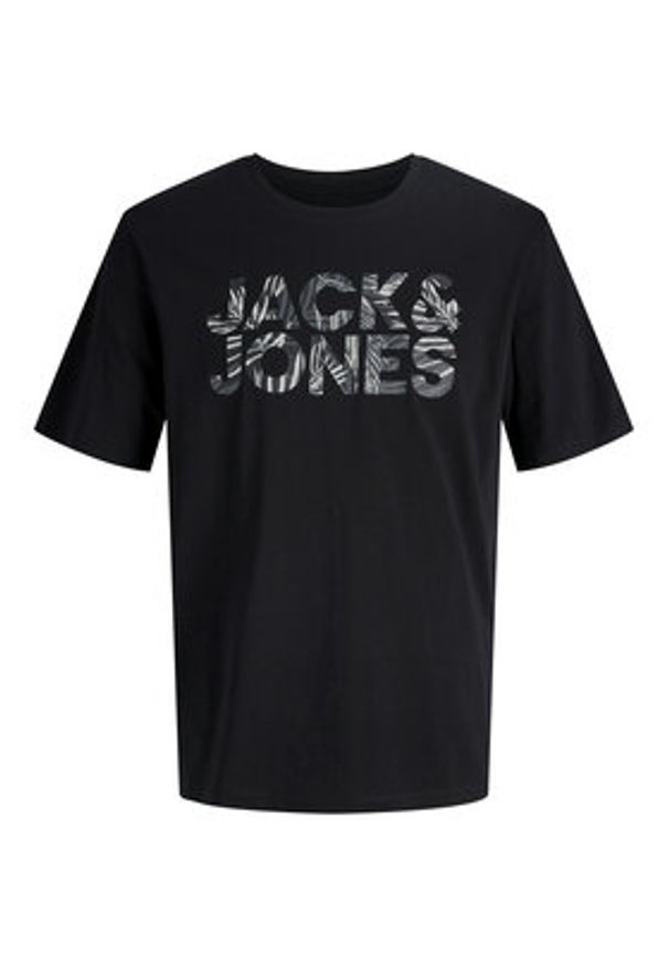 Jack & Jones T-Shirt Ejeff Logo 12288536 Czarny Regular Fit. Kolor: czarny. Materiał: bawełna
