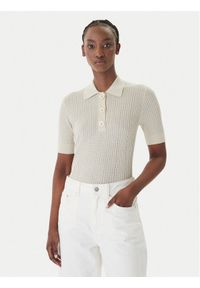 Liu Jo Polo WA6285 MS46J Beżowy Slim Fit. Typ kołnierza: polo. Kolor: beżowy. Materiał: wiskoza #1