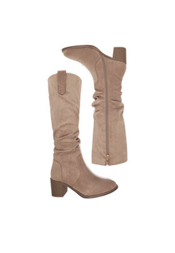 DeeZee Kozaki HX24012-1 Beżowy. Kolor: beżowy. Materiał: materiał