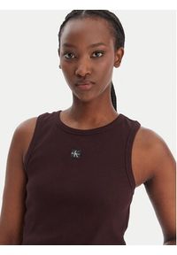 Calvin Klein Jeans Top LV047C201G Brązowy Slim Fit. Kolor: brązowy. Materiał: bawełna #3