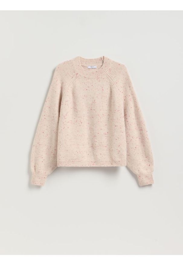 Reserved - Wzorzysty sweter - pastelowy róż. Kolor: różowy. Materiał: wełna, dzianina