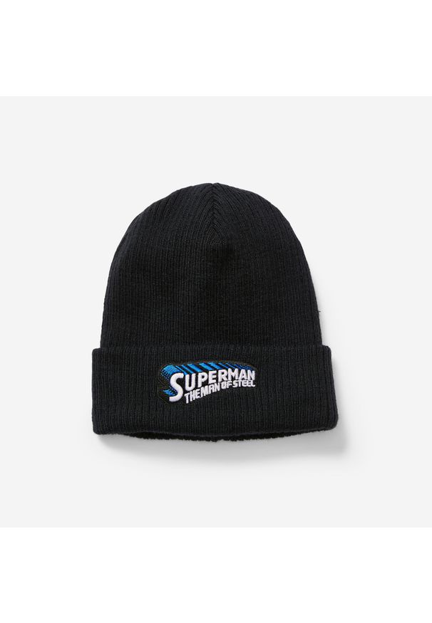 Decathlon - Czapka dziecięca Domyos Superman. Kolor: czarny. Materiał: akryl, materiał. Wzór: motyw z bajki