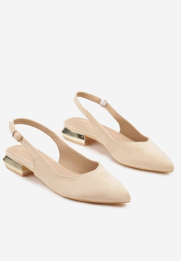 Renee - Beżowe Sandały Slingback Vices z Wkładką ze Skóry Naturalnej Galeresa. Okazja: na co dzień, na spotkanie biznesowe, do pracy. Zapięcie: pasek. Kolor: beżowy. Materiał: skóra. Obcas: na obcasie. Styl: biznesowy, elegancki, casual. Wysokość obcasa: niski
