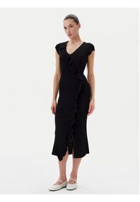 TwinSet - TWINSET Sukienka dzianinowa 251LB3CAA Czarny Slim Fit. Kolor: czarny. Materiał: wiskoza #3