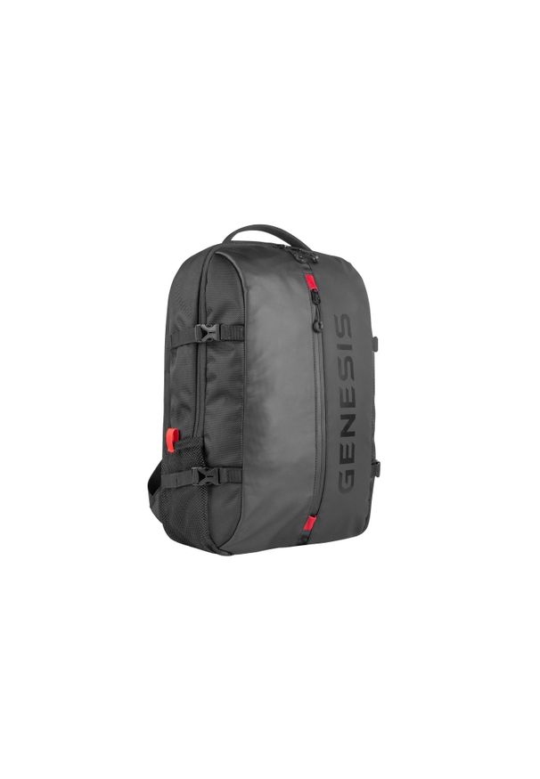 Plecak Genesis Pallad 410 15.6'' czarny. Kolor: czarny. Materiał: poliester, materiał. Wzór: ze splotem, paski. Styl: klasyczny, młodzieżowy, elegancki, casual