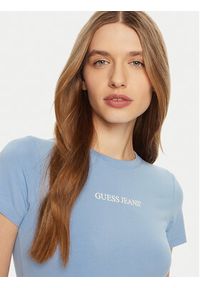 Guess T-Shirt W4YI01 J1314 Błękitny Regular Fit. Kolor: niebieski. Materiał: bawełna