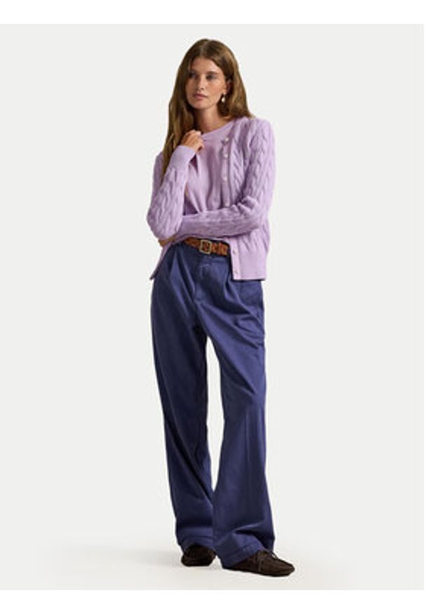 Polo Ralph Lauren Kardigan 211971868506 Fioletowy Slim Fit. Typ kołnierza: polo. Kolor: fioletowy. Materiał: bawełna
