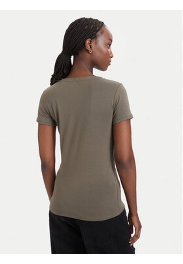 Guess T-Shirt W2YI45 J1314 Khaki Slim Fit. Kolor: brązowy. Materiał: bawełna