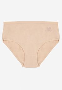 Renee - Beżowe Bawełniane Majtki Figi w Minimalistycznym Stylu Idira. Kolekcja: plus size. Kolor: beżowy. Materiał: bawełna