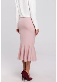 Sukienki.shop - Elegancka ołówkowa spódnica midi zakończona falbaną. Okazja: na co dzień, na spotkanie biznesowe, do pracy. Materiał: elastan, materiał. Styl: elegancki #2