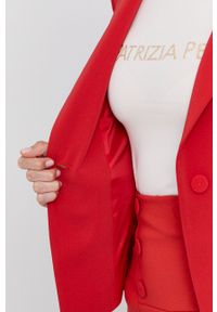 Patrizia Pepe Marynarka kolor czerwony jednorzędowa gładka. Kolor: czerwony. Wzór: gładki. Styl: klasyczny #6