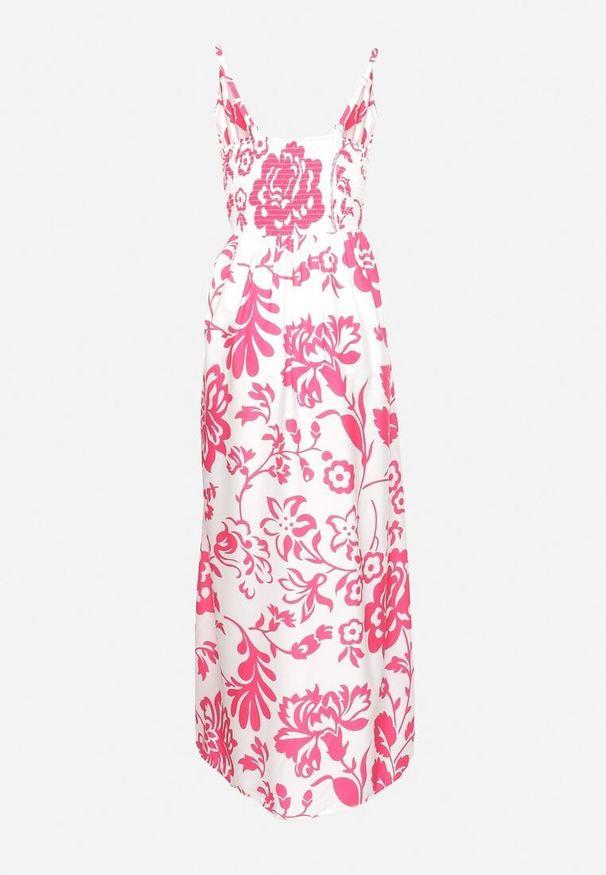 Born2be - Fuksjowa Sukienka na Regulowanych Ramiączkach z Gumkami na Plecach Ściągana Troczkiem Harnela. Okazja: na co dzień. Kolor: różowy. Długość rękawa: na ramiączkach. Typ sukienki: proste. Styl: elegancki, casual, klasyczny