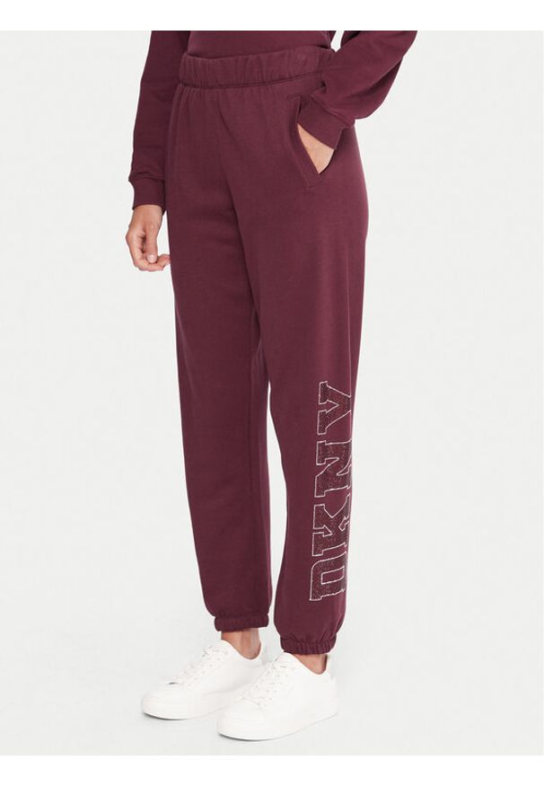 DKNY Sport Spodnie dresowe DP5P3737 Bordowy Regular Fit. Kolor: czerwony. Materiał: bawełna, syntetyk