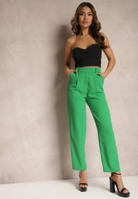Renee - Zielone Spodnie o Klasycznym Fasonie z Kieszeniami Dracaisa. Kolor: zielony. Styl: klasyczny