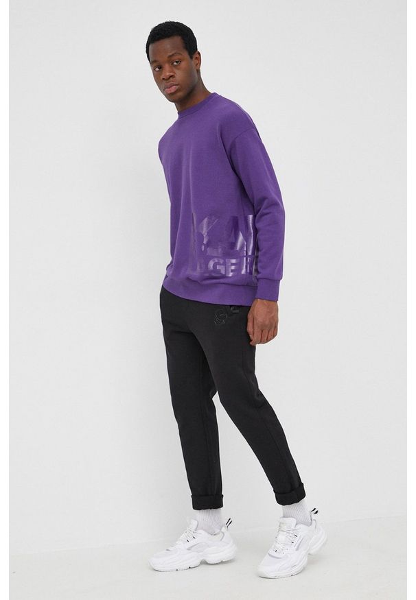 Karl Lagerfeld bluza 521900.705284 męska kolor fioletowy gładka. Kolor: fioletowy. Materiał: materiał, dzianina. Wzór: gładki