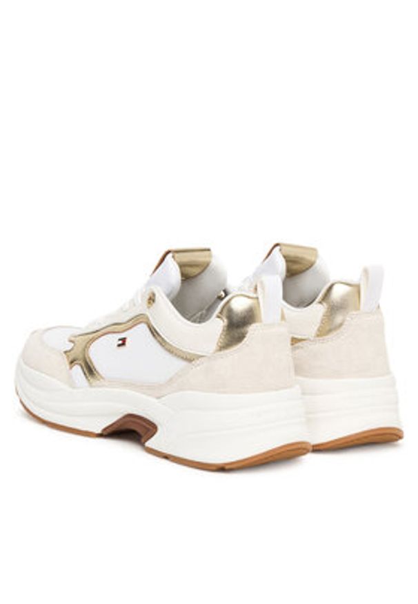 TOMMY HILFIGER - Tommy Hilfiger Sneakersy Th Chunky Runner Metallic FW0FW09204 Écru. Materiał: skóra