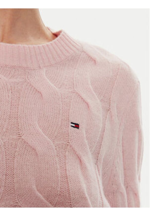 TOMMY HILFIGER - Tommy Hilfiger Sweter WW0WW43586 Różowy Regular Fit. Kolor: różowy. Materiał: wełna