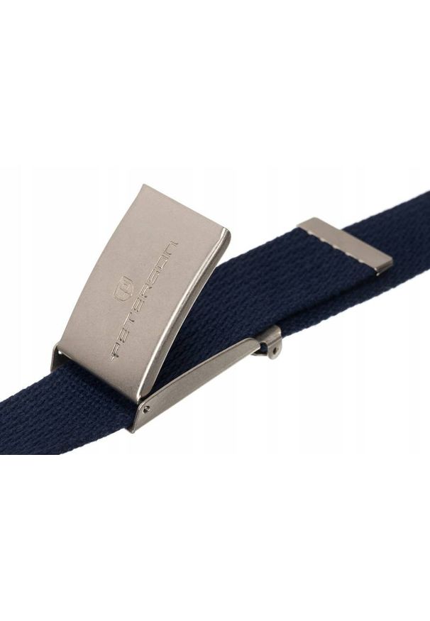 Pasek parciany Peterson granatowy [DH] PTN SILVER-GREY. Kolor: niebieski. Materiał: jeans, materiał