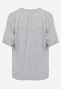 Renee - Szary T-shirt Bawełniany z Dekoltem w V Adozixie. Okazja: na co dzień. Kolor: szary. Materiał: bawełna. Styl: street, casual #8