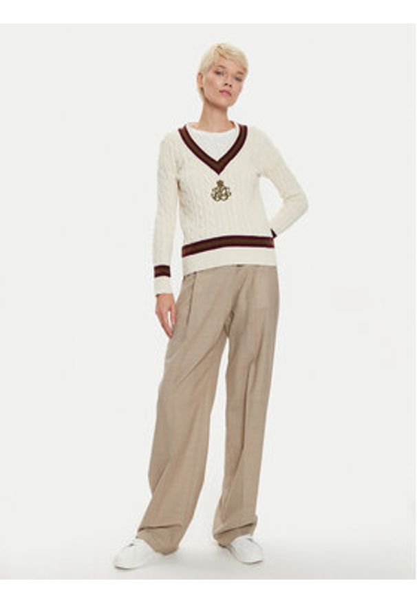 Lauren Ralph Lauren - LAUREN RALPH LAUREN Sweter 200951624002 Écru Regular Fit. Materiał: bawełna