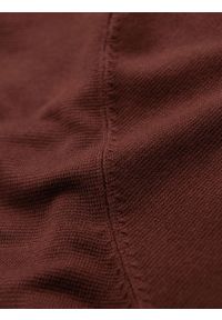 Ombre Clothing - Męska klasyczna dzianinowa koszulka męska ze ściągaczami– ciepłobrązowa V4 - Rozmiar: XL. Kolor: brązowy. Materiał: dzianina. Wzór: gładki, ze splotem. Styl: klasyczny #3