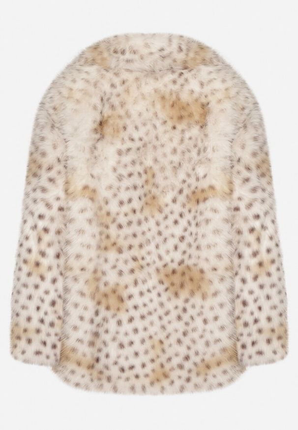 Born2be - Beżowa Kurtka Futerko na Suwak z Szerokim Kołnierzem Plinne. Okazja: na co dzień, na spotkanie biznesowe, do pracy. Typ kołnierza: golf. Kolor: beżowy. Materiał: futro. Styl: casual, biznesowy, elegancki, klasyczny