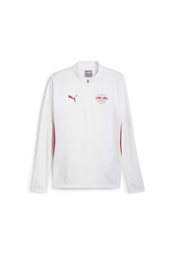 Puma - Męska bluza treningowa z zamkiem 1/4 RB Leipzig PUMA White Club Red. Kolor: czerwony, biały, wielokolorowy. Sport: piłka nożna